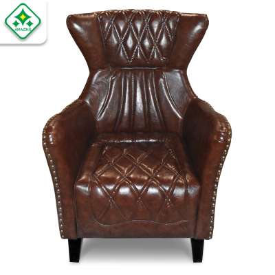 Vintage French Style Genuine Leather Leisure Sofa Chair