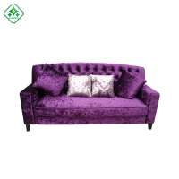 Customize 5 Star hotel lobby furniture dark purple suede 4 seats hotel lobby sofa